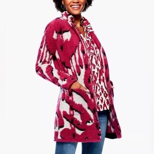 NIC+ZOE Tribal Ikat Lightweight MIDI Jacket Red/White Size Medium MSRP $198